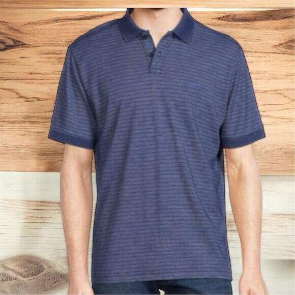 Tommy Bahama Other - Tommy Bahama Mens Gulf Coast Striped Polo Island Navy Blue Short Sleeve Collared